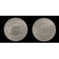 1875 Shield Nickel, Choice BU, MS60+